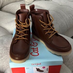 Cat & Jack Brown Boots with Gold Laces